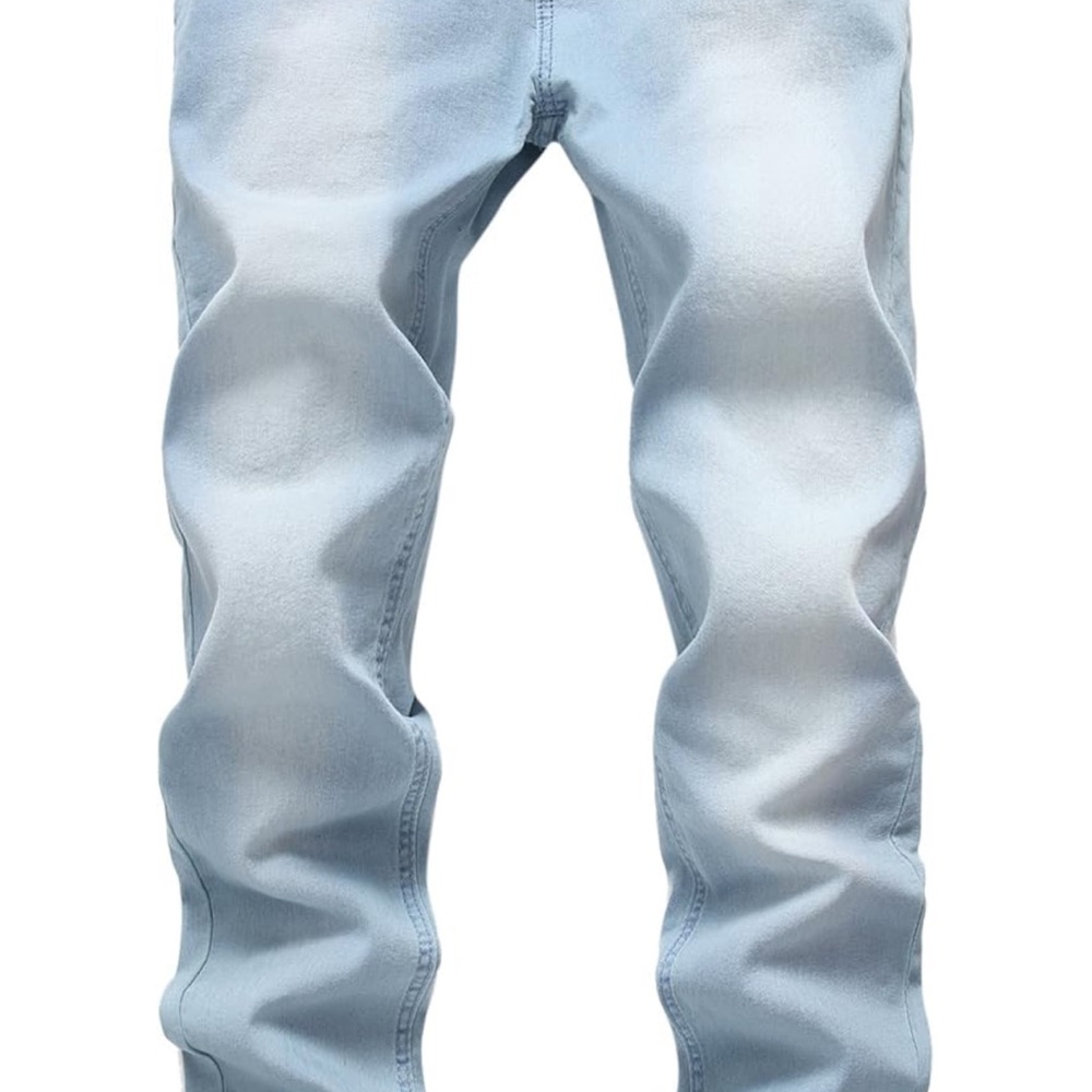 Men's Blue Skinny Jeans Stretch Washed Slim Fit Pencil Pants 38x32